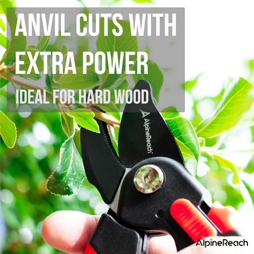 Miniatura 2 de AlpineReach Juego de tijeras de podar de derivación y yunque para jardinería, podadoras ergonómicas afiladas, mango suave ajustable para manos