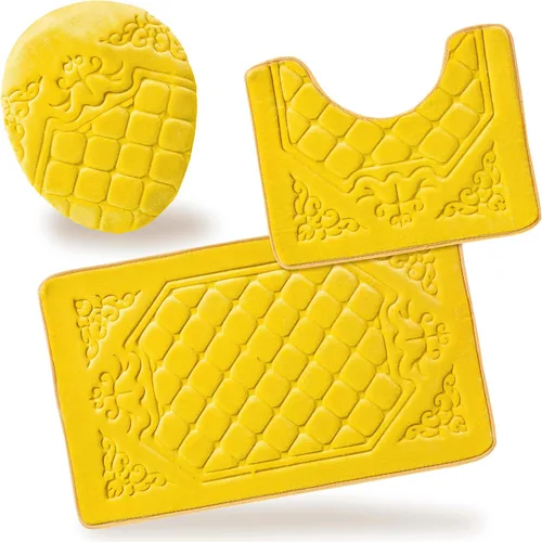 Miniatura 13 de All American Collection - Juego de 3 tapetes de baño de espuma viscoelástica con diseño de corona de felpa suave antideslizante para ducha, baño