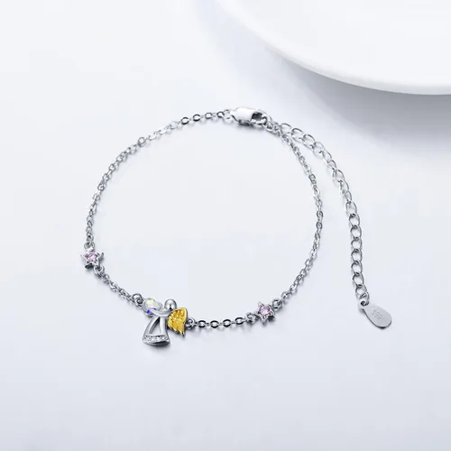 Miniatura 2 de AOBOCO Pulsera de plata de ley con ángel guardián, regalos de cumpleaños para niñas