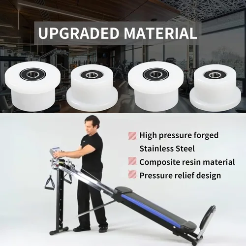 Miniatura 6 de Qty.4 Ruedas mecanizadas/rodillos compatibles con reemplazo total de gimnasio, se adapta a los modelos 1000, 1100, 1400, 1500, 1600, 1700, 1800