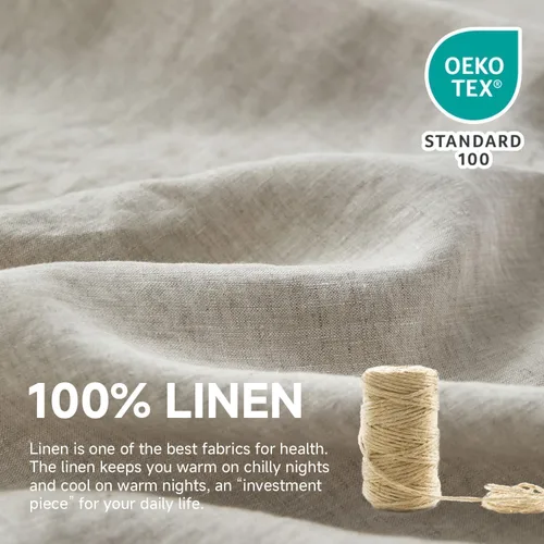 Miniatura 4 de Simple&Opulence - Juego de funda de duvet de 2 piezas (1 funda de duvet + 1 funda de almohada), 100% lino francés lavado con volantes, estilo Lino