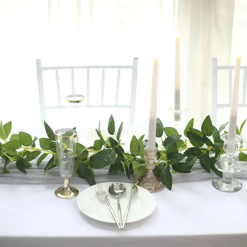 Miniatura 6 de Efavormart 6 pies Guirnalda de hojas de rosa de seda artificial verde de toque real, vid de follaje verde colgante flexible Tipo 13