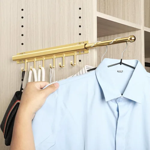 Miniatura 14 de BaiNong Barra de valet de 12 pulgadas para armarios Barra de valet extraíble para armario Deslizante en negro Barra de colgar extraíble para ropa