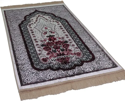 Miniatura 3 de Modefa Alfombra de oración de terciopelo islámico turco, alfombra de oración para hombres y mujeres, diseño tradicional musulmán Janamaz Sajada