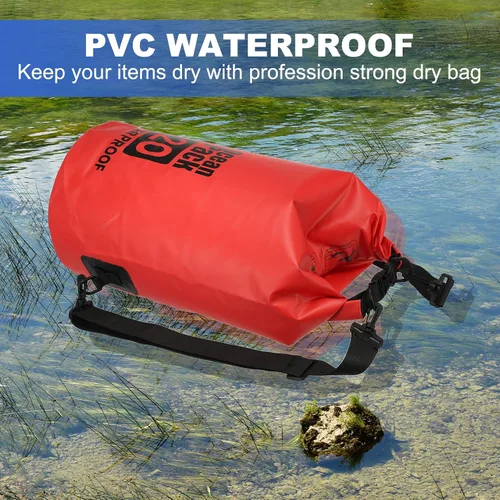 Miniatura 3 de Bolsa seca impermeable, 5 L, ajuste para mujeres y hombres, bolsas a prueba de agua, mochila flotante ligera de almacenamiento en seco con silbato
