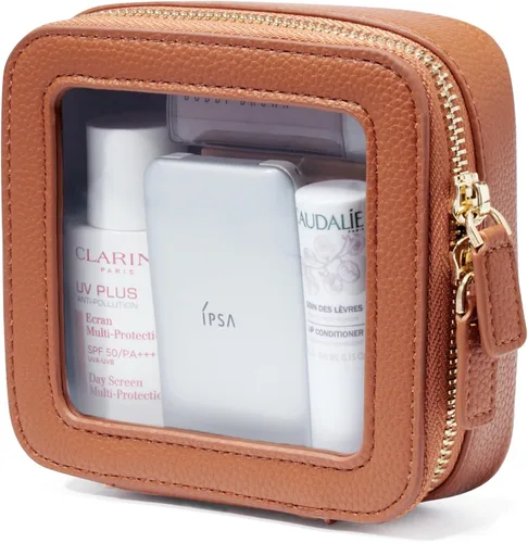 Bolsa de maquillaje transparente Popvibe, estuche de cosméticos de viaje con cremallera, bolsa de aseo transparente con cremallera, organizador