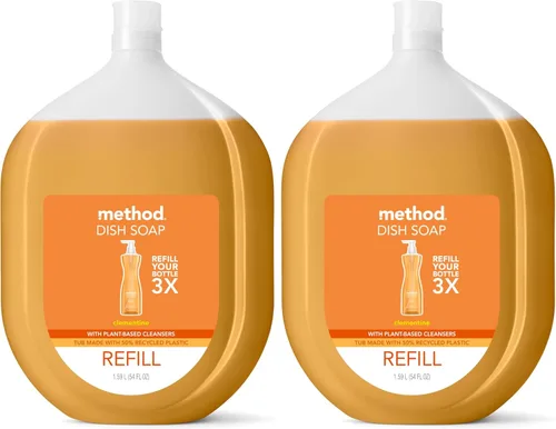 Miniatura 6 de Method Repuesto de jabón de gel para platos, clementina, resistente a la grasa, 36 onzas líquidas (paquete de 6)