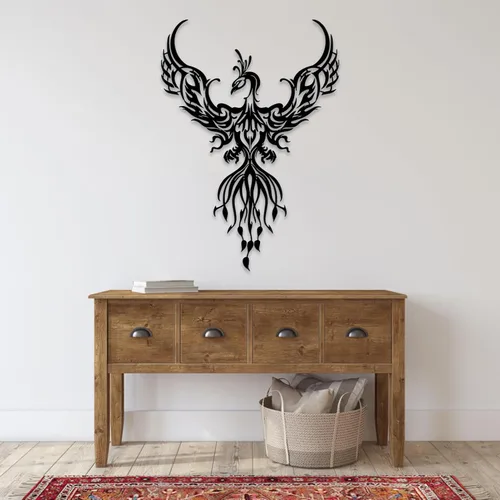 Phoenix Anka - Arte de pared, letrero de metal, símbolo, decoración del hogar para sala de estar, 24 x 17 pulgadas, color negro, regalo de