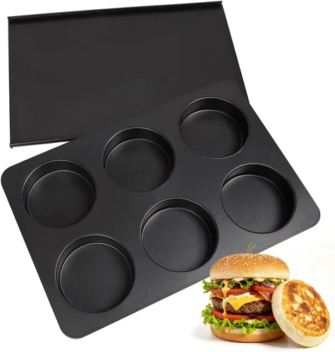 Miniatura 10 de 2 moldes para magdalenas con tapa, antiadherente de 3.6 pulgadas, molde recto para magdalenas para 6 tazas, molde para panecillos de hamburguesas 2