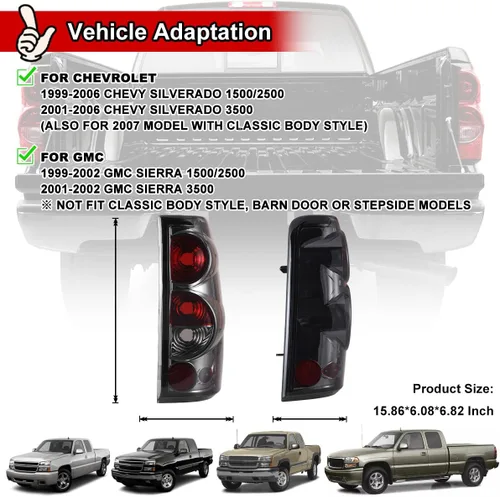 Miniatura 4 de Nixon Offroad Luces traseras para Chevy Silverado 1500 2500 3500 1999-2006 / GMC Sierra 1500 2500 3500 1999-2002 Luces traseras LED de repuesto