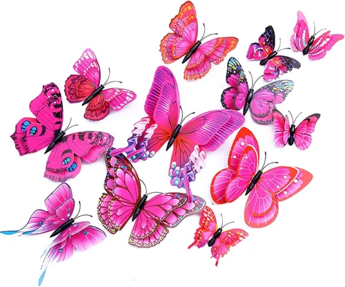 Miniatura 9 de OPSEAM - Calcomanías 3D de mariposa, 24/48 unidades, para decoraciones de pared, fiestas, con imanes (morado, 24)