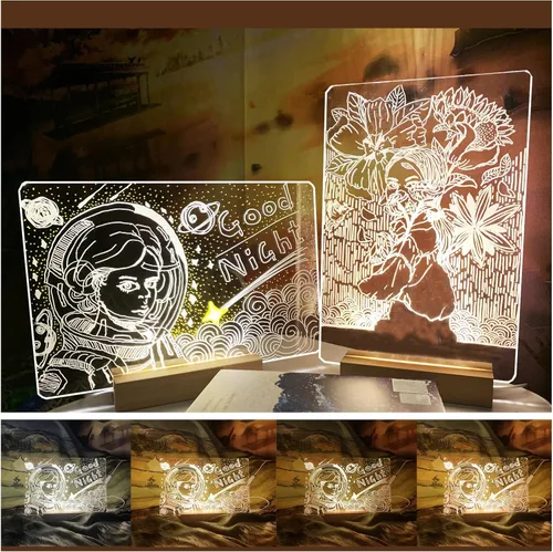 Miniatura 8 de Lumi Board - 2 juegos de tablero de dibujo LED, tablero de borrado en seco de 11.8 x 7.87 pulgadas (grueso x 1 delgado x1) tablero de dibujo