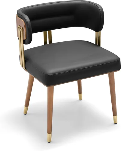Miniatura 30 de ARTPLAN Juego de 2 sillas de comedor de cuero de nogal, modernas sillas de cocina con cojín de espuma de alta resistencia y marco de acero 2-Azul