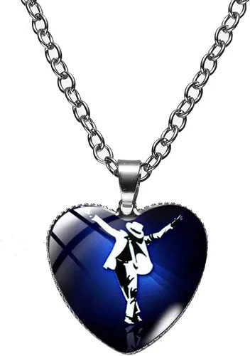 Miniatura 5 de XCFS 5 unids un conjunto de plata 925 plata plata corazón forma encanto MJ colgantes Michael Jackson ejército etiqueta cinco piezas collares