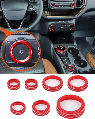 Miniatura 13 de Savadicar CKT01 Billet - Juegos de molduras de perillas de control de aluminio billet, faros/4WD/HVAC, biseles de anillos de perillas de control