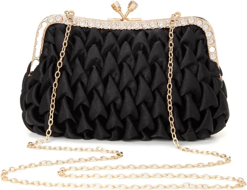 Miniatura 8 de Bolso de noche para mujer, bolso de mano con diamantes de imitación, brillante para fiesta, bolso de hombro, bolsa de boda con cadena