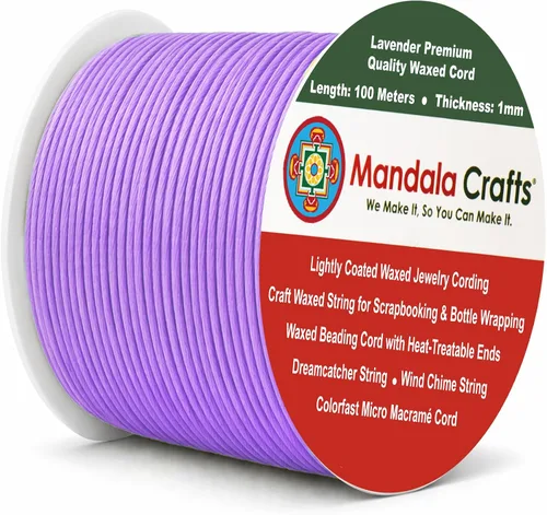 Miniatura 11 de Cuerda Mandala Crafts 0.03 pulgadas 109 yardas para hacer joyería, artesanía, macramé, cuerda de algodón encerado Negro