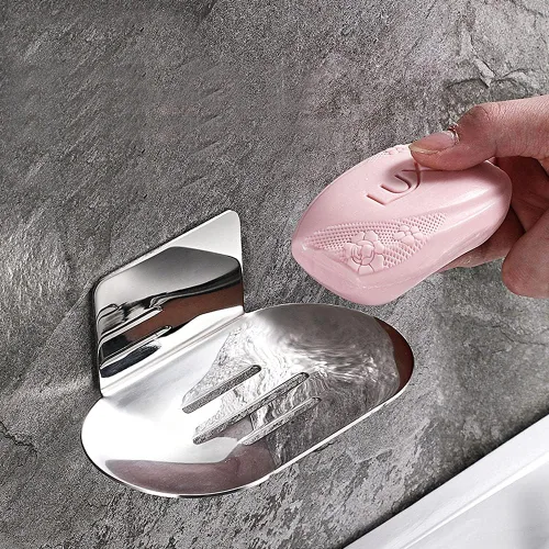 Miniatura 8 de Jabonera adhesiva, jabonera de baño para ducha, acero inoxidable 304 montado en la pared, soporte para jabón para baño, cocina, sin taladrar (negro)