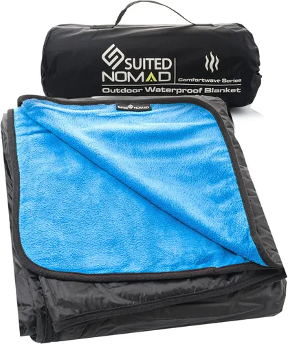 SUITEDNOMAD Manta grande impermeable para exteriores, para estadio, a prueba de viento y cálida, de forro polar extra grueso o sherpa acolchado,