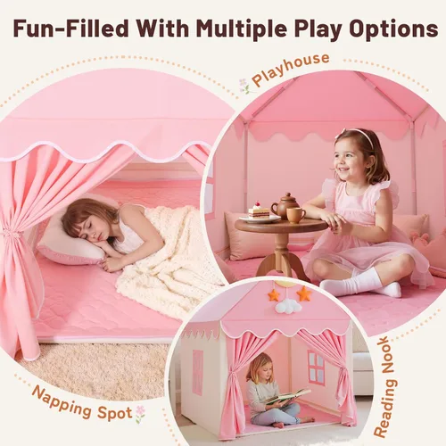 Miniatura 3 de Tienda de campaña para niños y niñas, gran casa de juegos de hadas para niños, castillo de princesa, tienda de campaña, juguetes de regalo