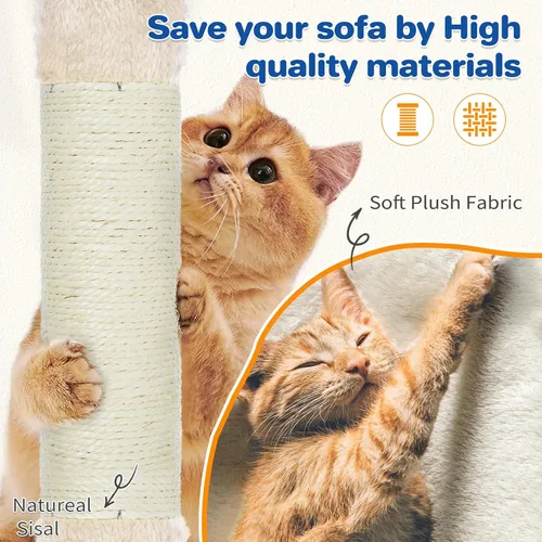 Miniatura 7 de ABCPET Torre de árbol para gatos de 63 pulgadas de varios niveles para gatos de interior con postes rascadores de sisal, condominio, hamaca, bola