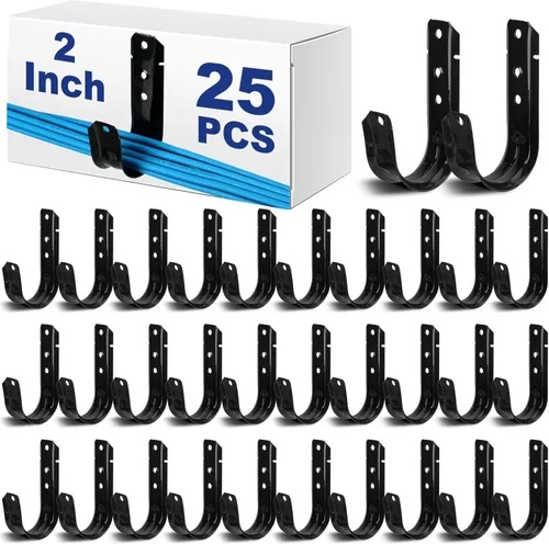 Miniatura 12 de Zonon 1 gancho en J de soporte de cable negro para colgar gancho en J de metal resistente para gestión de cables y cables, acero galvanizado