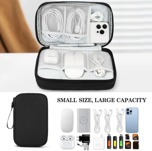 Miniatura 6 de FYY Organizador electrónico, organizador de cables de viaje, bolsa organizadora de cables electrónicos, funda de transporte, portátil, impermeable