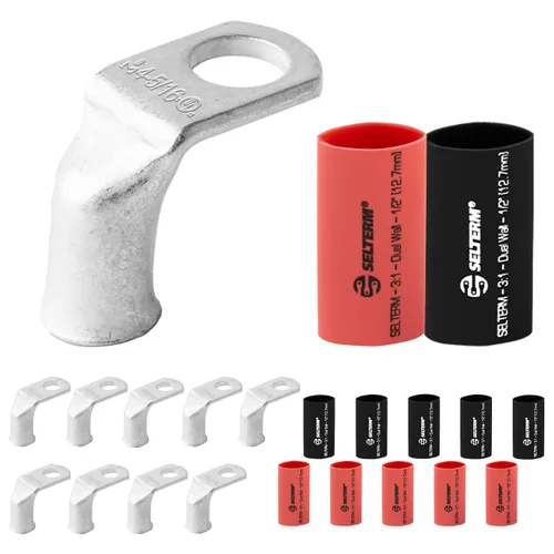 Miniatura 271 de SELTERM 5 piezas terminales de cable de cobre estañado 1/0 AWG perno de 1/2", extremos de cable de batería, terminales de anillo, conectores