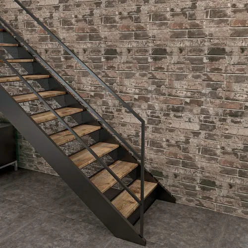 Miniatura 4 de VaryPaper Papel tapiz retro de ladrillo marrón de 32''x354'' despegar y pegar para dormitorio, papel de contacto de ladrillo sintético, impermeable