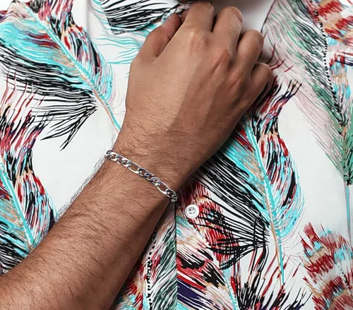 Miniatura 3 de Savlano Pulsera de plata de ley 925 italiana con eslabones fígaro sólidos para hombres y mujeres, fabricada en Italia, viene con una caja de regalo
