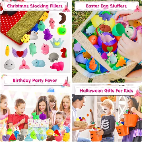 Miniatura 4 de 100 piezas de juguetes esponjosos Kawaii para niños de 4-8-12 años, juguetes esponjosos Mochi para niños, juguetes para caja del tesoro para premios