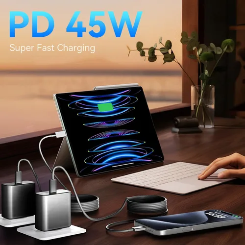 Miniatura 7 de Cargador para teléfono 17 16 Pro Max de carga rápida, bloque de carga USB C súper rápido de 45 W con cable de carga de 10 pies de largo para 17 16