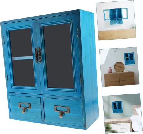 Miniatura 4 de LIFKOME Arqueado Gabinete de pared Caja de almacenamiento de madera Almacenamiento bajo Decoración de cocina montada en la pared