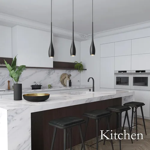 Miniatura 7 de Lámpara colgante negra para isla de cocina, accesorios de lámparas colgantes LED regulables, pequeña lámpara colgante industrial moderna para sobre