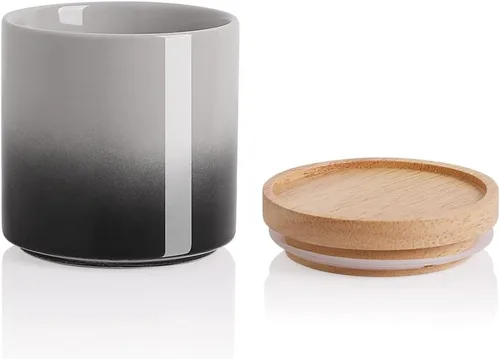 Miniatura 12 de Sweejar Kitchen Canisters - Tarro de cerámica para almacenamiento de alimentos, recipientes apilables con sello hermético y tapa de madera