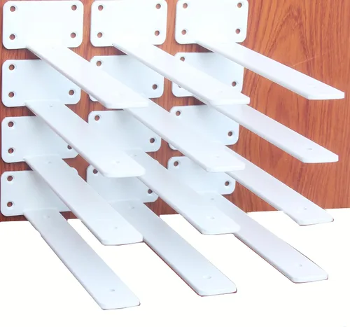 Miniatura 56 de Paquete de 2 - Soportes de estante en L ocultos negros de 4 pulgadas (1/5 pulgada de grosor) Soportes de estante flotante de hierro Soportes