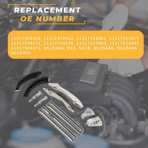 Miniatura 3 de Kit de cadena de distribución del motor, adecuado para 550i 645ci 650ci 735i 740i 745i 750i X5 N62B 4.8L, juego de cadena de distribución automotriz
