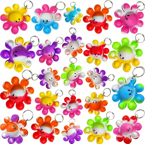 Miniatura 10 de Paquete de 30 mini llaveros de pulpo a granel, juguetes antiestrés para adolescentes y niños, suministros de fiesta de cumpleaños, premios de verano
