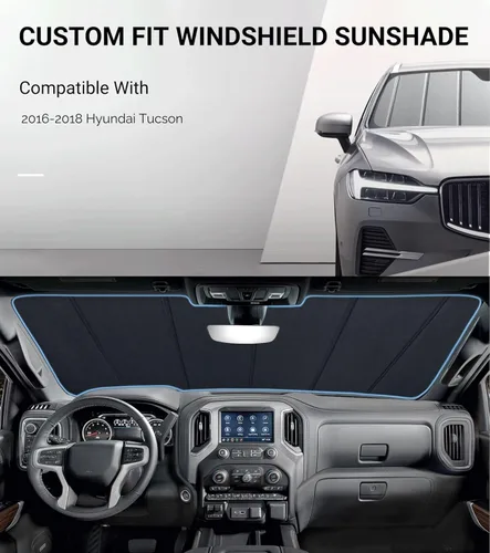 Miniatura 2 de Pigenius Parasol para parabrisas para Hyundai Tucson 2010-2015, acabado de cuero gris premium