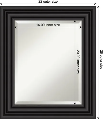 Miniatura 4 de Amanti Art Espejo de baño negro para sobre el fregadero, espejo de tocador rectangular negro colonial de 26 x 22 pulgadas, marco tradicional