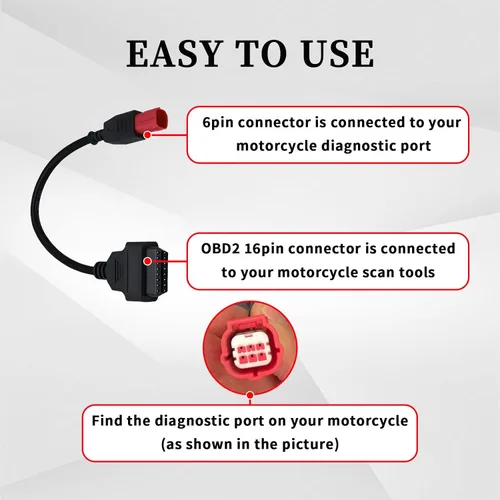 Miniatura 4 de Adaptador OBD2 de 6 pines para Honda Guzzi Kawasaki Suzuki Yamaha Ducati Piaggio Vespa motocicleta OBD cable de diagnóstico Euro5 de 6 pines