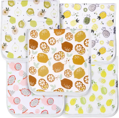 Miniatura 16 de KiddyStar Paquete de 5 paños de algodón orgánico para eructos, grandes, ultrasuaves de 3 capas para eructos, hombros y manos, altamente absorbentes