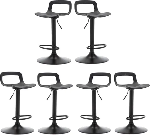 Miniatura 14 de Juego de 2 taburetes de bar, taburetes de bar giratorios de plástico ajustables, taburetes modernos con respaldo abierto y reposapiés, taburetes