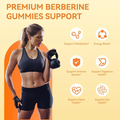 Miniatura 4 de Gomitas de berberina de 1200 mg, suplemento de berberina de alta potencia con canela de Ceilán para el sistema inmunológico y el metabolismo, sin