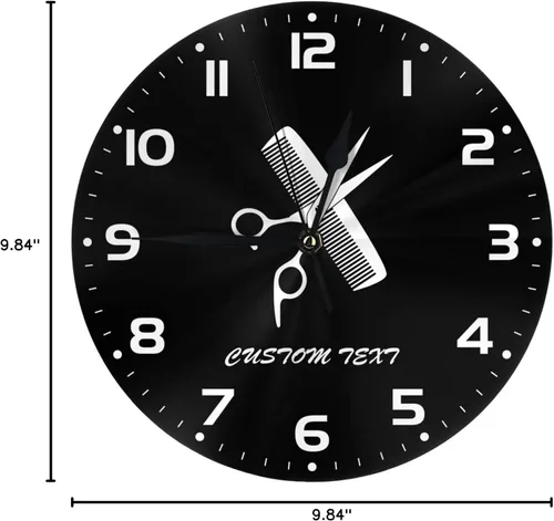 Miniatura 8 de Reloj de pared personalizado para peluquería, añade tu texto, reloj de peluquería personalizado para salón de belleza, decoración de reloj de pared