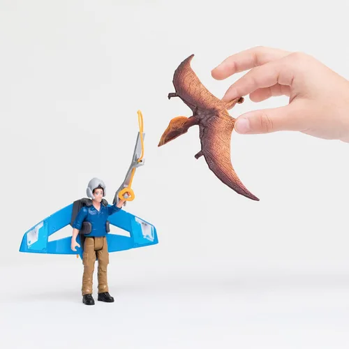 Miniatura 4 de Schleich Dinosaurs - 7 piezas Jetpack Chase Dinosaur Playset con juguete Tupuxuara - Juguetes de dinosaurios voladores para niños y niñas - Niños