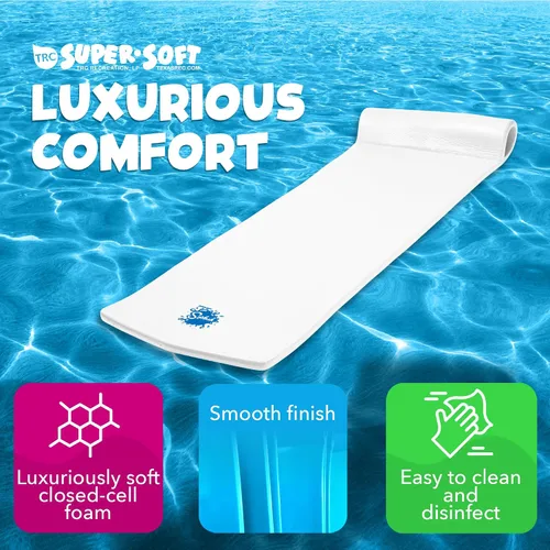 Miniatura 3 de TRC Recreation Foam Swimming Pool Float, Floating Water Lounger, Splash 1.25” Blanco