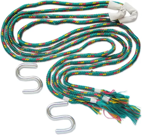 Miniatura 4 de NOVICA Hamaca artesanal de algodón hecha a mano, comercio justo, rayas mexicanas, maya, doble azul, verde, cuerda de buceo