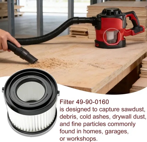 Miniatura 8 de Paquete de 4 filtros de vacío de repuesto 49-90-0160 compatibles con Milwaukee Compact Vacuum 0882-20 Compatible con parte #49-90-0160 Filtro