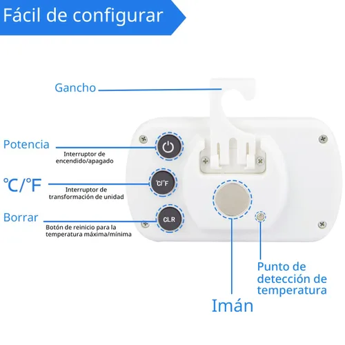 Miniatura 5 de Termómetro de refrigerador digital, termómetro para frigorífico y congelador, termómetro para habitación, resistente al agua, pantalla LCD grande